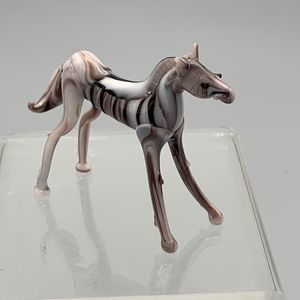 Vtg Red Wall Glass Animal Japan Horse Figurine Multicolor Handblown Glass Zebra